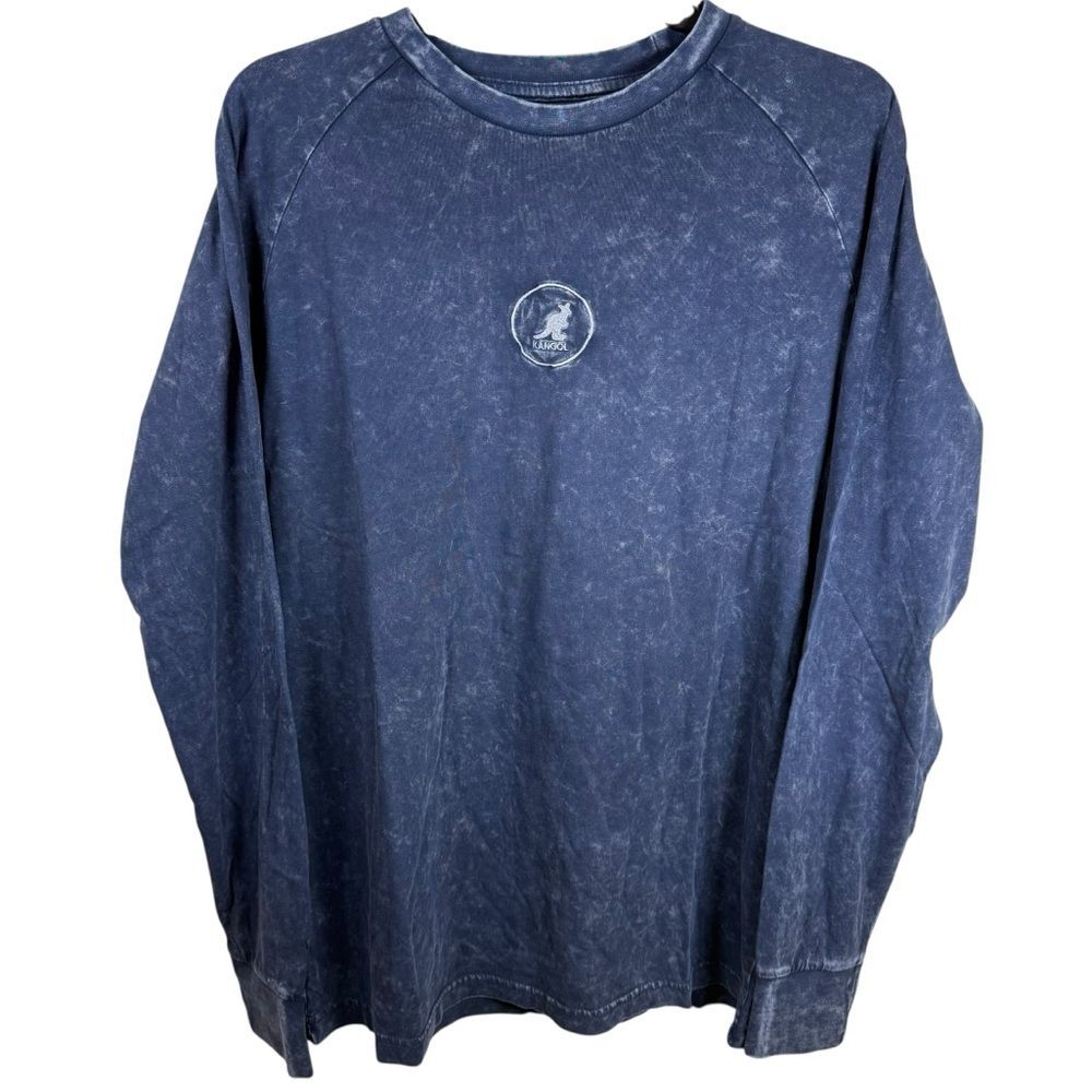 NWT Kangol Dark Navy/Charcoal Super Soft Cotton Logo Long Sleeve Tee Size Small